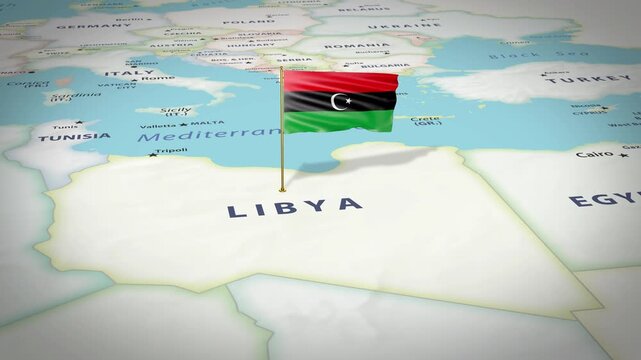 Libya Map Flag 4K Loop