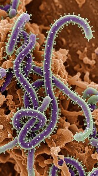 Exploring the intricate world of virus fungus and parasite structures under a microscope laboratory scientific imagery close-up