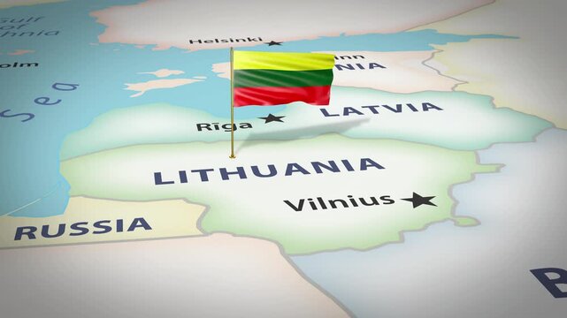 Lithuania Map Flag 4K Loop