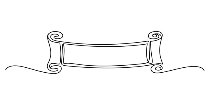 Continuous single line drawing of a decorative paper scroll