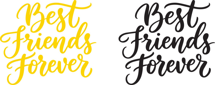 Best friends forever lettering calligraphy text design friendship day