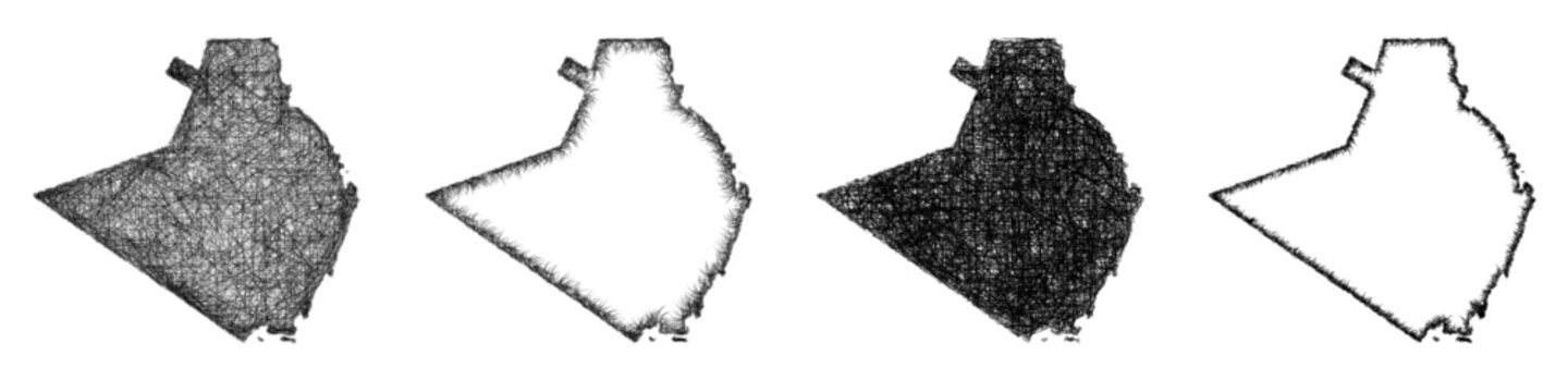 Black and white sketch Kwale (Kenya) outline map design set