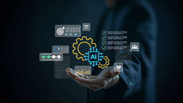 Enterprise AI automation platform with intelligent workflow management, operational analytics monitoring, business productivity optimization, and digital transformation strategy