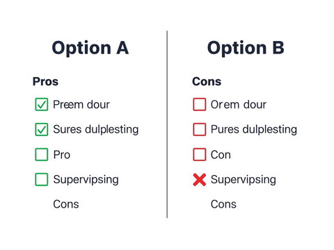 Comparison of Option A and Option B with Pros and Cons.