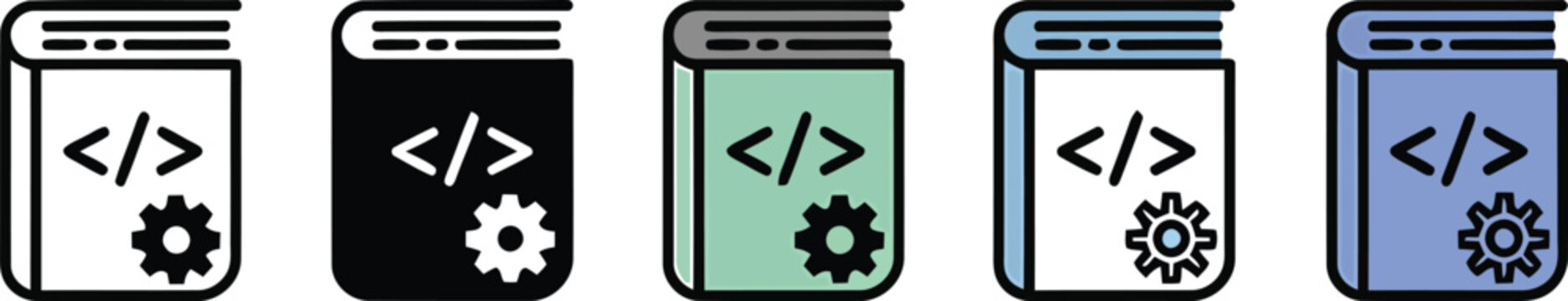 Books with code and gear vector illustration