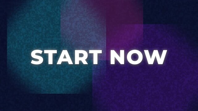 Start now call to action on abstract purple and blue background