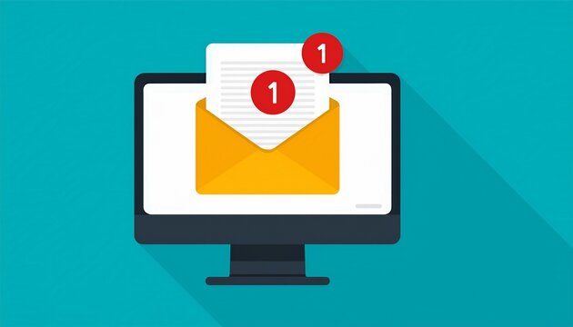 computer screen displaying email notification with a red unread message indicator