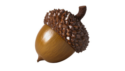 Textured brown acorn with spiky cap, isolated on transparent background © Claudia