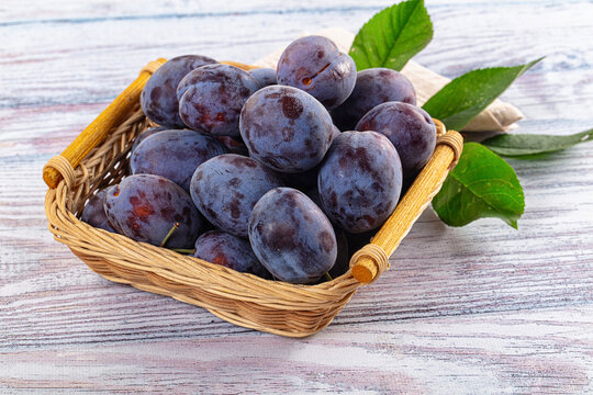 Juicy sweet ripe blue plums