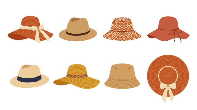 Collection of various stylish sun hats.