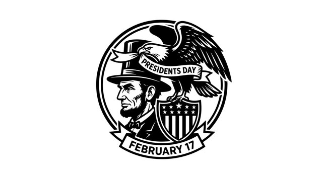 Black and white illustration Abraham Lincoln.