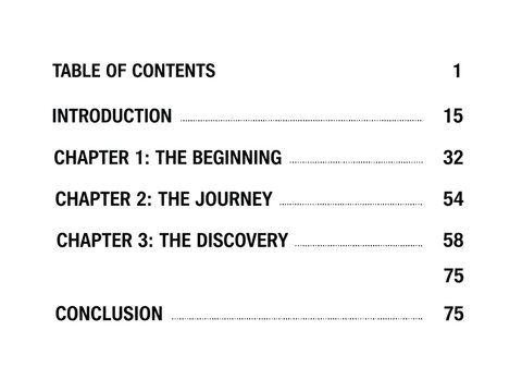 Table of Contents for a Book or Document.