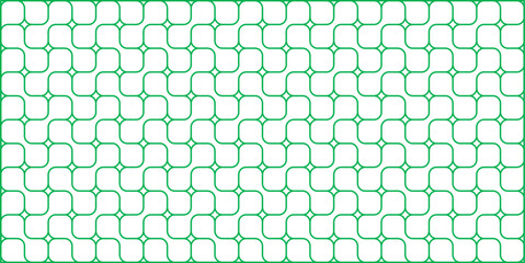Green geometric interlocking line pattern on white background seamless vector graphic illustration © RAFI
