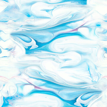Seamless pattern of blue and pink marble abstract painting, original hand drawn, impressionism style, color texture.