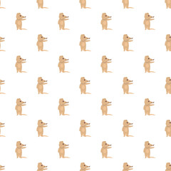 Fototapeta premium Cute meerkats standing in a seamless cartoon pattern on a white background