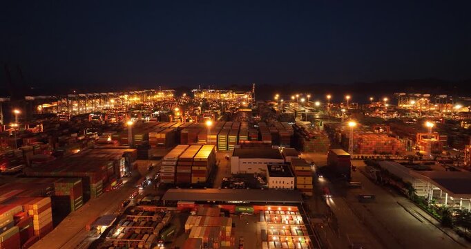 Aerial footage of Yantian international container terminal