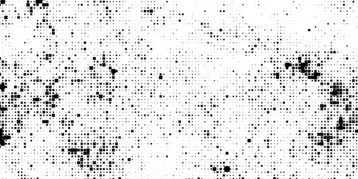 Monochrome pixel noise texture with scattered square dots forming a digital abstract pattern. Ideal for tech, glitch, and futuristic designs.