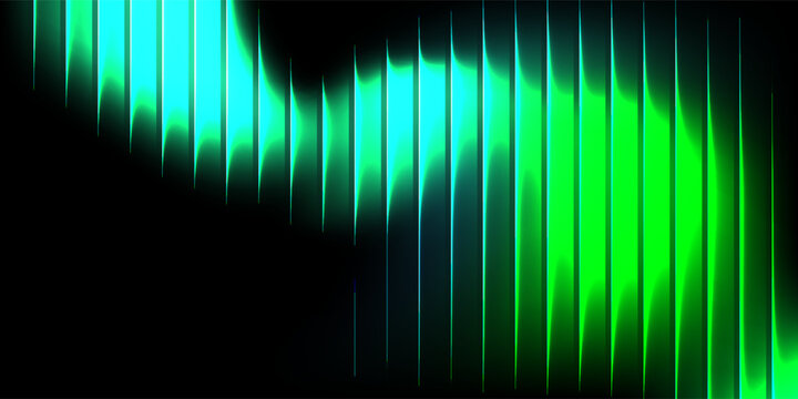 Dark green neon gradient ribbed glass. Vector ribbed glass texture background. Mesh gradient. acrylic ribbed bath surface. Reeded glass background semitransparent overlay. Bath wall window