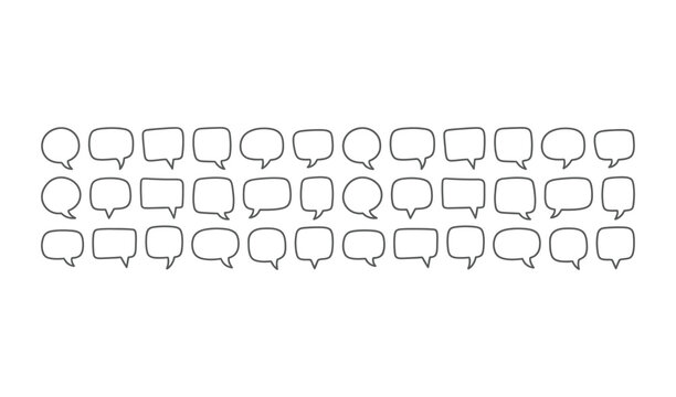 A collection of various speech bubbles in different shapes and sizes on a for communication and dialogue
