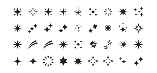 Fototapeta premium Set of Star and Sparkle Icons: Magical Elements for Design, Celebration, and Rating Systems