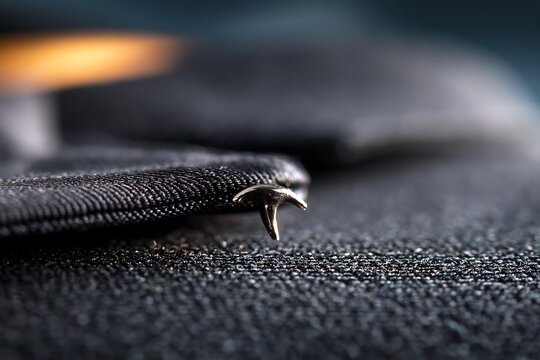 Black tuxedo jacket on a dressing room hook with elegant lighting