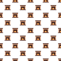 Fototapeta premium Fireplace hearths with burning flames repeating across an illustration