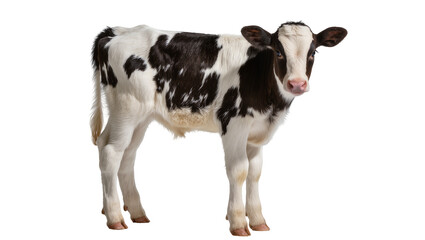 Young black and white Holstein calf standing, isolated on transparent background © Claudia