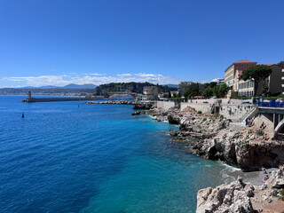 Obraz premium A coastal view of Nice in the French Riviera.