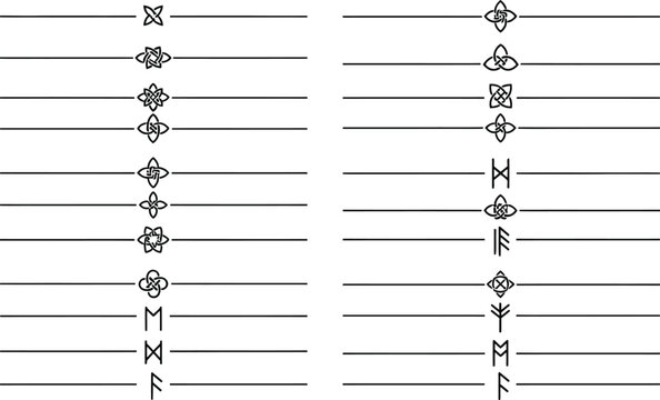 Celtic knotwork and runic symbols on horizontal lines