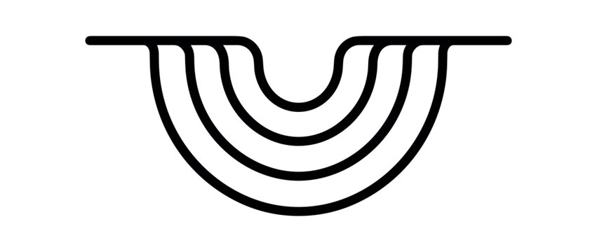 Water ripple basin icon. pool, depression, echo waves, concentric water rings, calm surface. line vector illustration.