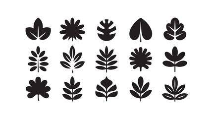 Obraz premium Assorted black leaf icons vector collection on transparent background nature symbols.