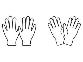 Fototapeta premium Gloves illustration outline style hands with five fingers pair of gloves and single glove on white background