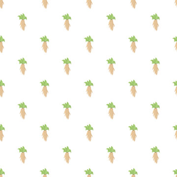 Ginseng mandrake plant roots illustration creating a natural herbal medicine seamless pattern
