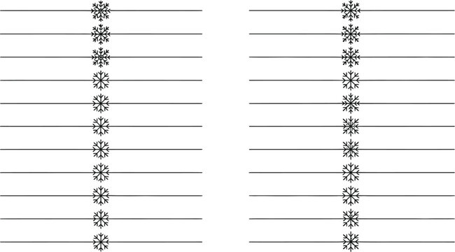 Snowflake lined paper template for winter notes