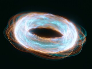 Fototapeta premium Close up digital render of fusion plasma containment visual with swirling blue and orange energy patterns against a dark background, showcasing dynamic light effects