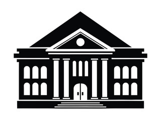 Obraz premium Library building icon silhouette vector isolated illustration design