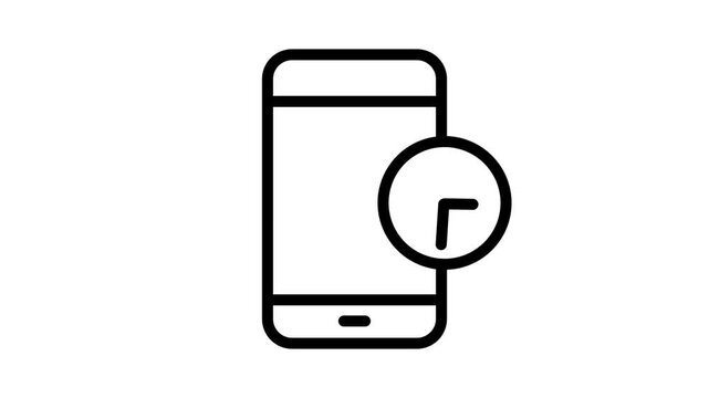 Screen time limit icon with clock animation isolated on white background