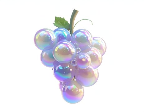 Surreal Grapes - Iridescent Bubbles Forming a Fruit Cluster.