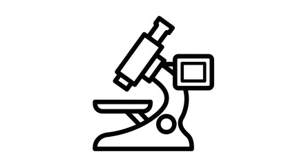 Fototapeta premium Modern Microscope Icon with Digital Screen - Science and Research Symbol