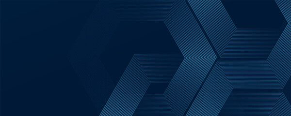 Fototapeta premium Abstract blue technology background. Shiny blue arrow lines pattern. Futuristic tech concept. Suit for business, corporate, website, presentation, banner, cover, flyer