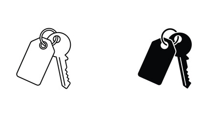 Door key with blank identification tag vector icon set © Fahima
