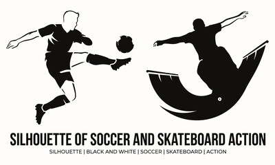 Silhouette of soccer and skateboard action © FatemaChowdury