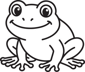 Fototapeta premium Cute Frog Cartoon Line Art Vector Illustration Isolated on White Background