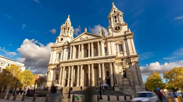 Dowton London, Saint Paul's Cathedral, London, England, United Kingdom. Time lapse