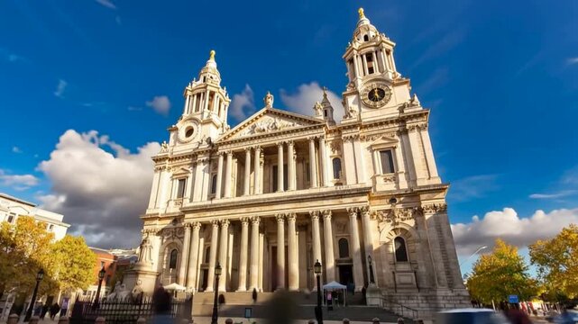 Dowton London, Saint Paul's Cathedral, London, England, United Kingdom. Time lapse