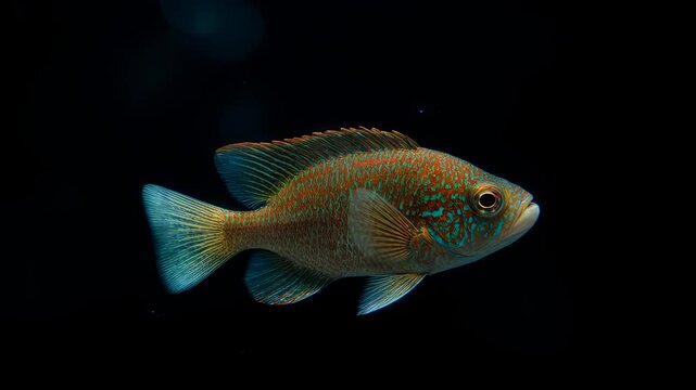 Ethereal movement defines a Mandarin dragonet pulsing through currents captured in high definition for aquatic wildlife footage.