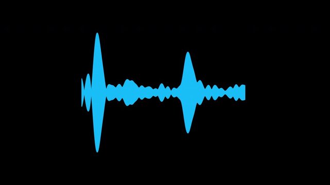 Animated blue liquid style audio waveform equalizer vibrating and reacting to sound on a black background