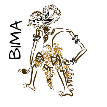 vector image or illustration of puppet character Bima Pandawa, isolated on white background