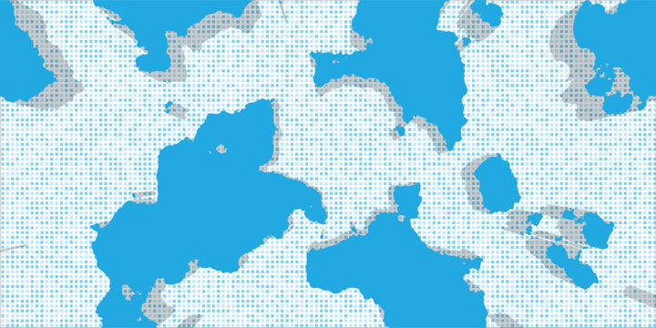 Abstract metaverse virtual reality continent layout with geometric dotted texture vector design