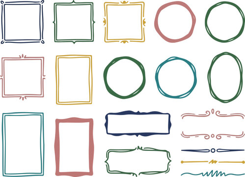 Hand Drawn Doodle Frames and Vintage Border Elements Vector Set